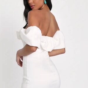 Lulu's White Puff Sleeve Off-Shoulder Bodycon Dress
